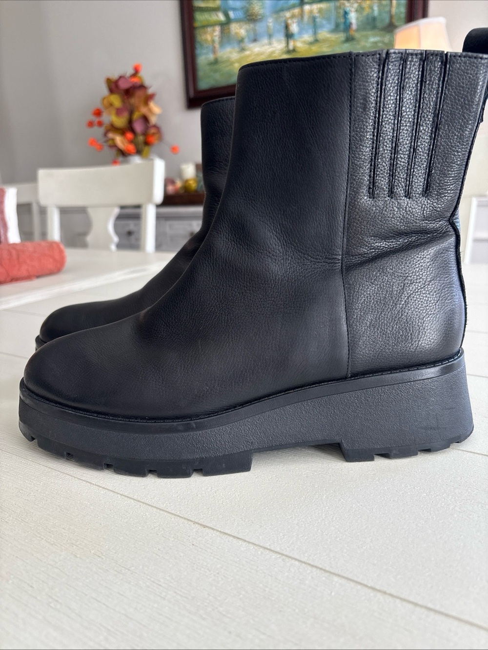Vince Camuto Black Leather Platform Chelsea Boots